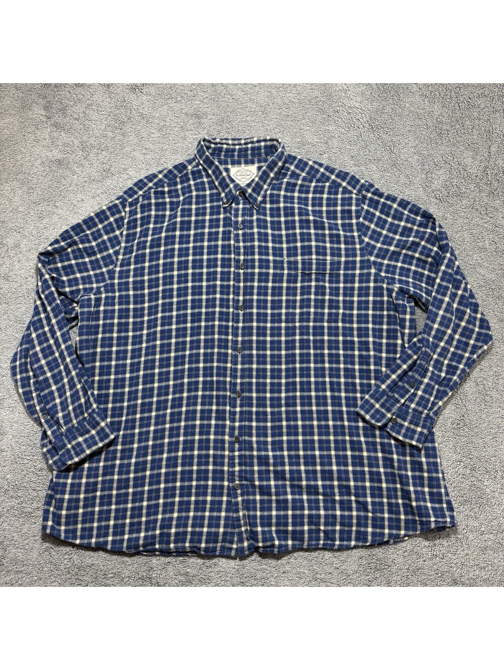 St Johns Bay Long Sleeve Button Flannel Shirt Men’s 4XL Plaid Checkered Stretch
